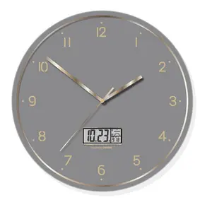 Orologio da parete decorativo con Display Lcd digitale di lusso moderno da 14 pollici Logo personalizzato orologi personalizzati in plastica silenziosa per soggiorno