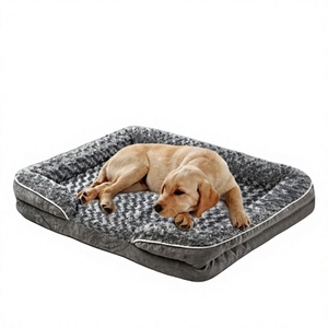 Lit pour chat et <span class=keywords><strong>chien</strong></span> en peluche durable et résistant aux morsures, à motif de roses, matelas pour animaux de compagnie tout-saison pour cages à chiens - Product Image 1