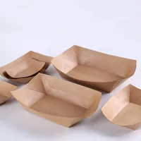 Einweg-Lebensmittelbehälter aus recyceltem Kraftpapier, biologisch abbaubar und recycelbar, braune Snack- und Kuchenbox, PE-beschichtet