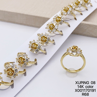 Bague de Fiançailles et de Mariage XUPING pour Femme, Plaqué Or 14K, Zircon Cubique Synthétique, Fine et Tendance, Vente en Gros