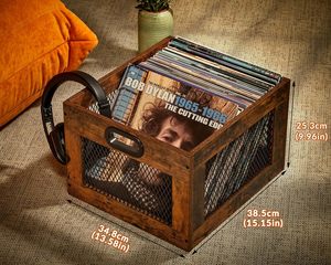 <span class=keywords><strong>Caisse</strong></span> d'enregistrement en bois marron classique assemblage Super facile porte-disque vinyle Albums organisateur bois artisanat boîtes en bois signes muraux - Product Image 4