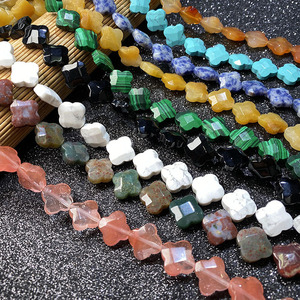 Natural en forma de trébol de piedras preciosas perlas malaquita de cuarzo rosa ágata 4 cuatro de hoja de trébol de perlas de piedra para la fabricación de la joyería DIY - Product Image 2