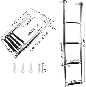 Offre spéciale Échelle de bateau ponton à <span class=keywords><strong>4</strong></span> <span class=keywords><strong>marches</strong></span> Échelle de pont de bain personnalisée à usage intensif <span class=keywords><strong>avec</strong></span> échelle de main courante à pédale - Product Image 6