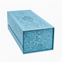 Boîtes cadeaux magnétiques personnalisées en carton rigide bleu mat de luxe, grandes, avec couvercle magnétique