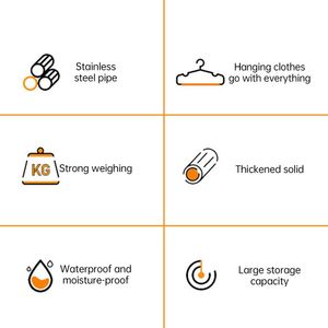 Double Rod Clothes Rack with <strong>6</strong> Storage Shelves Durable Steel <strong>Pipe</strong> Garment Rack Clothing Rack with 2 Extended Pendant <strong>Hooks</strong> for E - Product Image 4