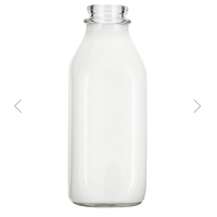 32 Fl. Oz. Bouteille de lait en verre carré transparent de 1 litre imprimée sur mesure 32 oz. Bouteilles de liquide de jus en verre Squat Pint 1000ml