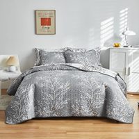 Ensemble de couette crème blanc avec motif de branches noires, ensemble de literie 88x88, couvre-lit léger en microfibre douce, couvre-lit d'été, 3 pièces