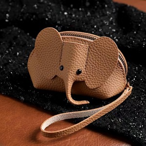 Wholesale Handmade Unisex Fashion Cartoon Cute <strong>Elephant</strong> Mini <strong>Coin</strong> <strong>Purse</strong> Multifunctional PU Leather Wallet Zipper Key Chain - Product Image 4
