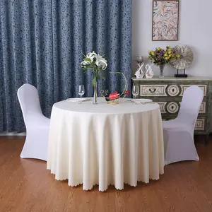 Lüks Polyester pamuk masa örtüsü düz örgü katı 120 beyaz yuvarlak masa örtüsü için otel düğün