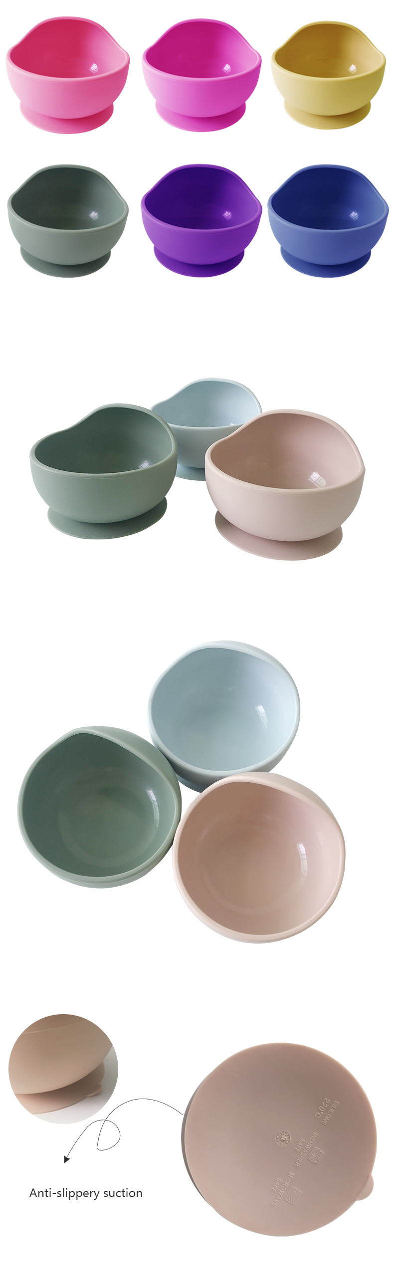 Ensemble matériel de cuillère de cuvette de bébé de silicium de vaisselle d'aliment pour bébé de silicone de catégorie comestible 1