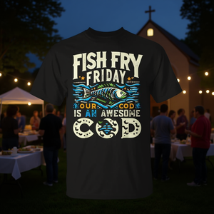 Viernes de Pescado: Nuestra Camiseta Católica con Estampado de Bacalao Es Genial - Product Image 3