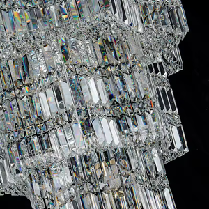 Lámpara de escalera dúplex decoración del vestíbulo del hotel araña de cristal K9 de lujo larga moderna - Product Image 6