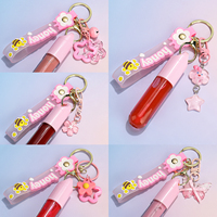 Gloss à lèvres premium avec porte-clés, gloss volumateur longue durée, brillant, paillettes, emballage rose, cosmétiques en gros