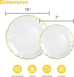 Xueli Assiettes en dentelle en plastique de couleur personnalisables avec bords garnis or/argent <span class=keywords><strong>Vaisselle</strong></span> décorative élégante pour les fêtes de mariage - Product Image 3