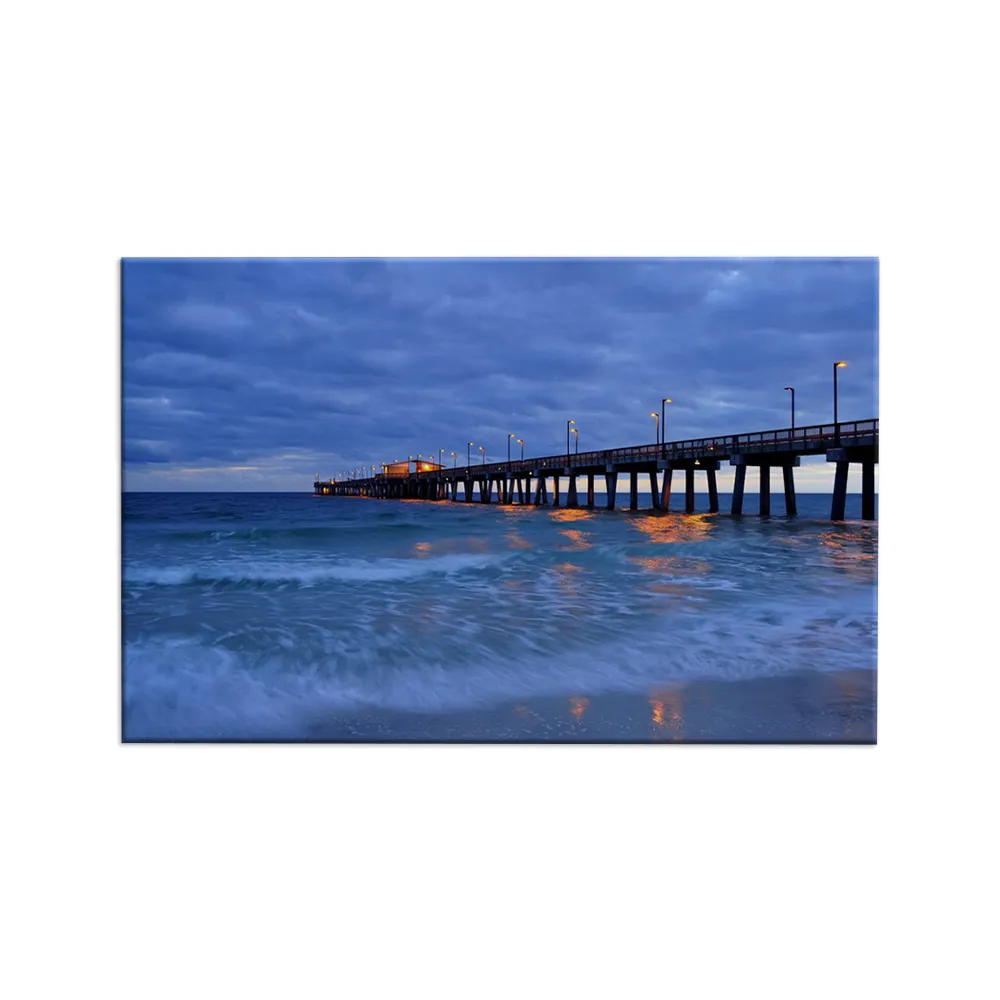 Natural Scenery Wall Picture Sea Street View Art Canvas Painting With Led Light