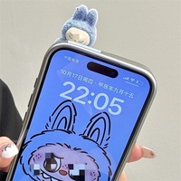 Coque antichoc étanche en silicone 3D motif dessin animé Labubu pour iPhone 11-17 Plus avec protection intégrale et lanière anti-chute