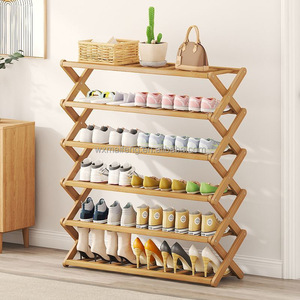 Étagère <span class=keywords><strong>à</strong></span> <span class=keywords><strong>chaussures</strong></span> en bambou économique, simple, <span class=keywords><strong>à</strong></span> prix avantageux, très vendue, pour le salon et la location, avec porte, design pliable - Product Image 1