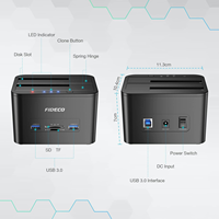 FIDECO – duplicateur Usb multifonction tout-en-un, double baie Sata, disques durs, Station d'accueil Clone Usb 3.0 Hdd, Station d'accueil Clone