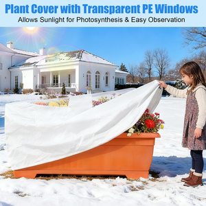 Coperture Protettive per Piante con Finestra di Visualizzazione, Tessuto Antigelo Rettangolare per Aiuole Rialzate con Cordoncino, Riutilizzabile - Product Image 6
