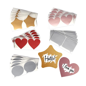 Pegatinas de tamaño personalizado al por mayor, paquete de color rojo, dorado y plateado, etiquetas de corazón, pegatina para rascar tarjetas - Product Image 3
