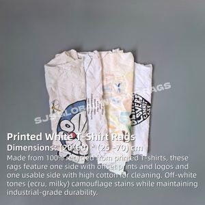 Trapos de algodón de alta calidad, bolsa de 20 kg de trapos de algodón blancos, trapos industriales blancos de camiseta estampada reciclados para aceite - Product Image 2