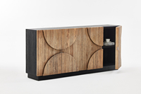 Meuble ancien nordique en bois d'orme ciré noir, meuble en bois vintage, meuble de salon minimaliste, buffet