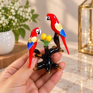 Figura de Loro Ara de Cristal Hecha a Mano, Adorno de Pájaro Colorido, Escultura de Animal para Decoración del Hogar o Escritorio - Product Image 1