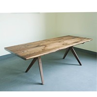 Table à manger en noyer Cuisine Bar Bureau Hôtel Live Edge Design Design ZheJiang