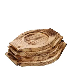 Hot Sale Wood Insulated Casserole Iron Stone Pan Mat Dining Wood Table Serving Tea Stove Plate