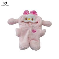 Ensemble combinaison personnalisé brodé motif chat rose, costume de poupée en peluche douce type ours en peluche