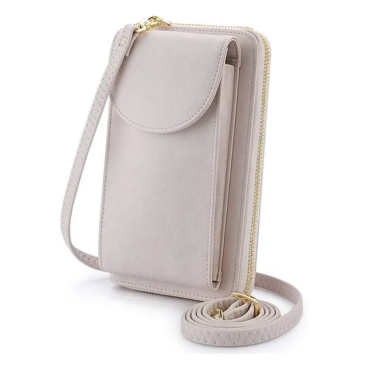 Amazon Hot Sale Fashion Crossbody Bag PU Leather RFID Blocking Cell Phone Case Women Ladies Purse Wallet For Girls