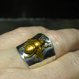 Anello a Forma di Insetto H367 in Acciaio Inossidabile Placcato Oro, Gioiello Unisex alla Moda - Product Image 2