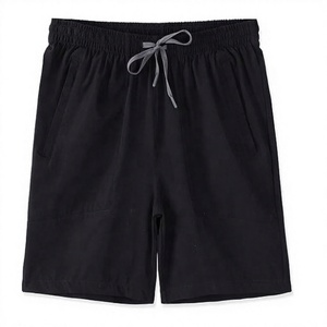 Pantalones Cortos Bermuda Negros para Hombre, Cintura Media, Casuales, de Algodón, con Bolsillos, Transpirables, Tejido Sólido - Product Image 1
