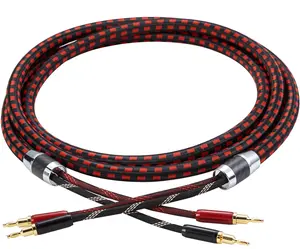 Cable conector de banana chapado en oro de alta gama OFC 24k, cable de cobre desnudo HiFi para altavoz