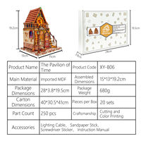 Puzzle 3D DIY Pavillon du Temps, Kit miniature de bibliothèque en bois à assembler, Jouets pour enfants et adultes avec lumière LED