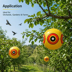 Bola Espantapájaros de PVC Ecológica Amarilla, Blanca y Negra para Exteriores, Control de Animales, Repelente de Aves, Globo Disuasorio para Palomas y Cuervos en Granjas - Product Image 4