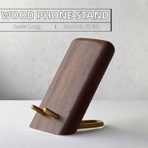 Luxury Solid Walnut Mobile Phone Holder Handcrafted <b>Wood</b> <b>Craft</b> with Polished Technique Modern Design Reusable - Product Image 2