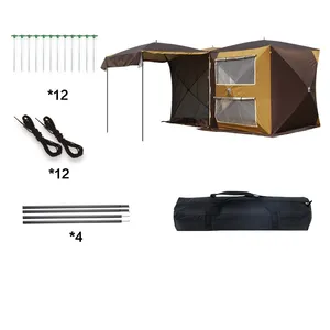 Outdoor Camping Double-Layer Katoen Regendicht Familie Multi-Persoon Twee-Slaapkamer Marquee Tent Vouwen Suv Tent