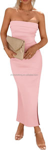 <span class=keywords><strong>Abiti</strong></span> da cocktail da donna per <span class=keywords><strong>invitati</strong></span> a matrimoni, Abito lungo formale da festa a costine con drappeggio e spacco laterale, modello tubino aderente - Product Image 6
