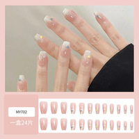 Fournisseur en gros Internet-famous Best-seller 24pcs Amande ABS Couverture Complète Doigt Faux Ongles Cristal Pré-conçu