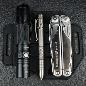 Outdoor Edc Echt Lederen Multitools Schede Gereedschap Mes Riem Zaklamp Clip <span class=keywords><strong>Holster</strong></span> Etui Met Sleutelhouder - Product Image 6