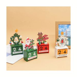 Calendrier de l'Avent en bois personnalisé pour enfants - Décoration de bureau et cadeau de Noël avec Père Noël et sapin - Product Image 1