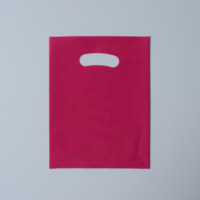 Sac cadeau en plastique découpé avec poignée, en PE, poignée ovale, plusieurs tailles, impression personnalisée, sac de transport coloré