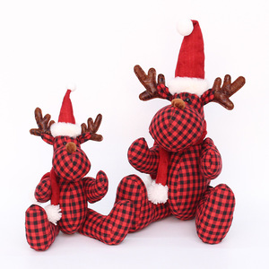 Poupée cerf en tissu à carreaux, décoration de Noël, renne à carreaux, accessoires de décoration de fête, décoration de salon - Product Image 5