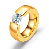 Vente en gros bijoux en acier inoxydable 316 avec anneau en diamant plusieurs couleurs jamais rouillé réglage de Tension diamant 8mm de large bagues pour femmes