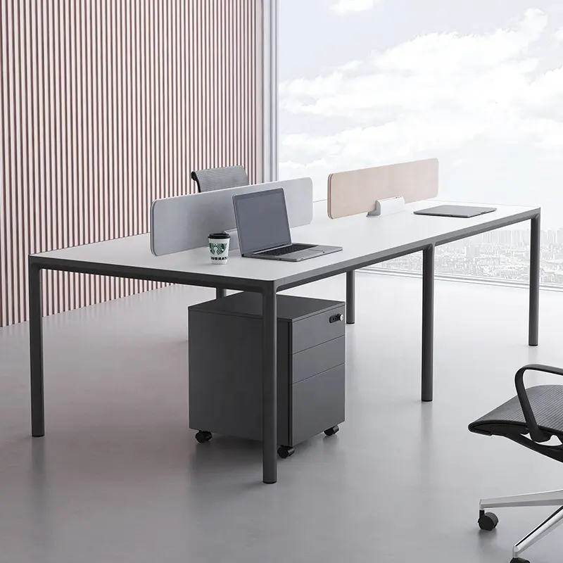 Mobilier de bureau moderne, banc de travail minimaliste, noir, blanc, 2, 4, 6 personnes, bureau