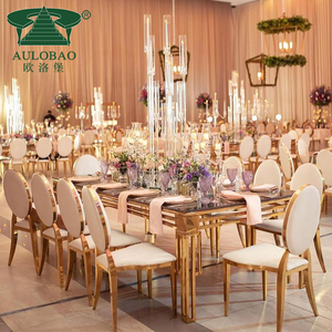 Mesa de Comedor Rectangular con Marco de Acero Inoxidable Dorado para Decoración de Bodas - Product Image 6