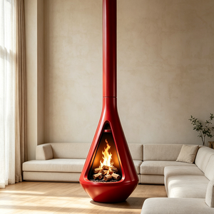 Chimenea <span class=keywords><strong>de</strong></span> <span class=keywords><strong>Leña</strong></span> Suspendida <span class=keywords><strong>de</strong></span> Diseño Moderno y Alta Gama para Villas, con Fuego Real - Product Image 5