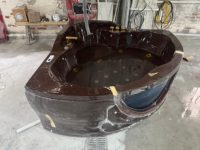 Baignoire en acrylique multifonctionnelle sur mesure HG Wholesale pour 2 personnes, jacuzzi en verre, baignoire de massage d'angle