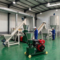 Machine à granulés d'aliments pour animaux alimentée au diesel, 1 tonne/h, moulin à granulés commercial, fabrication d'aliments pour bétail, volailles, poissons, 35 CV